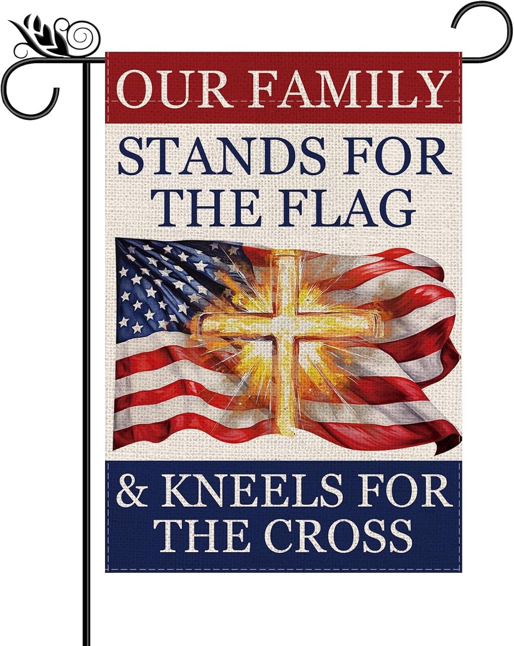 Patriotic 4th of July Garden Flag Cross Flag Vertical Double Sided Burlap 250 Anniversary USA Flag for Yard Lawn Outdoor Decor Independence Memorial Day Decoration 12x18 Inch